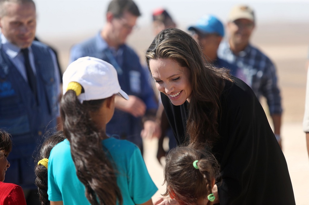 How has Angelina Jolie supported refugees through UNHCR