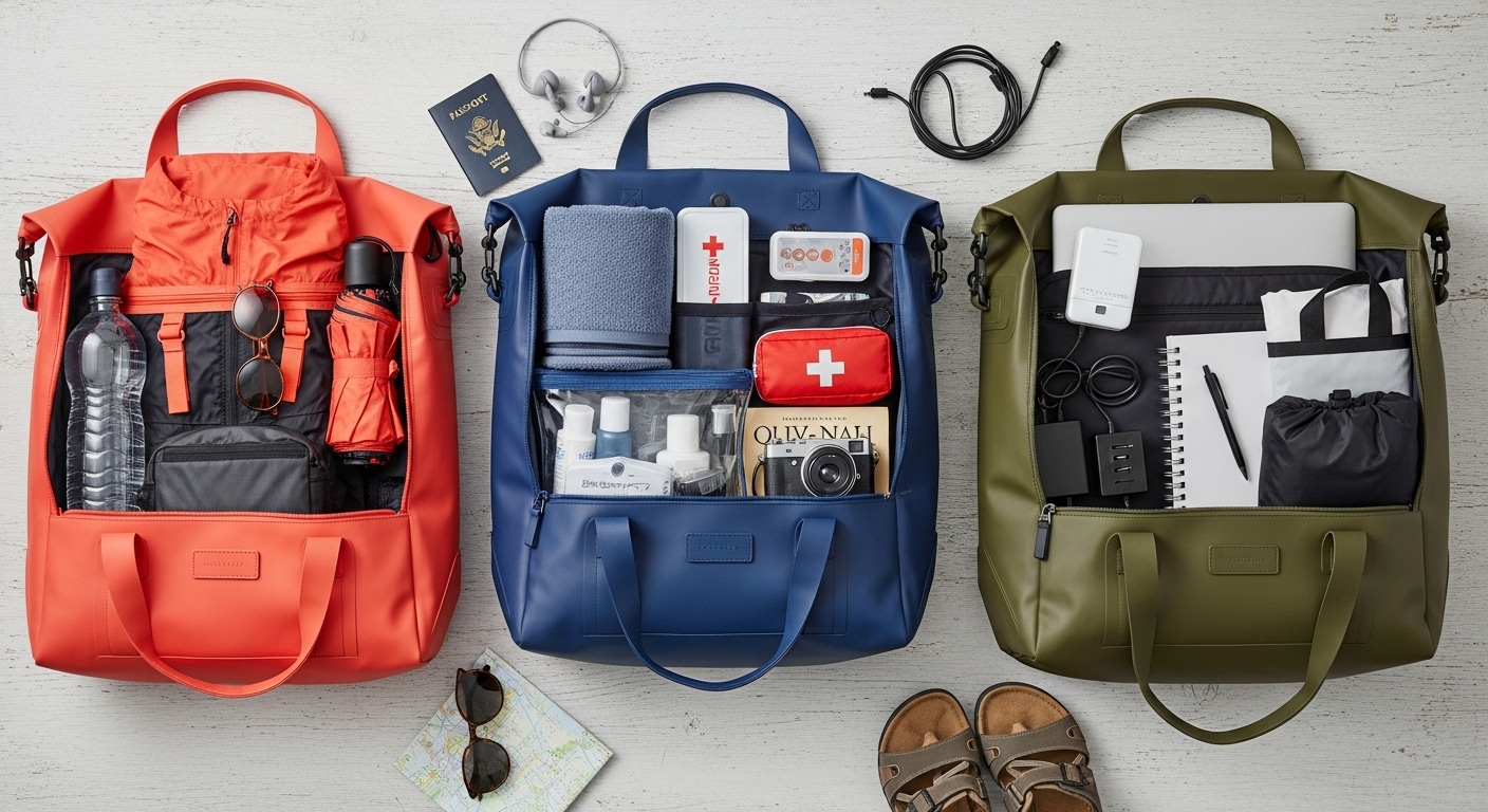 Are stylish waterproof totes available for formal or business settings